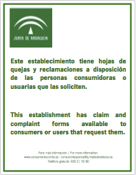 cartel anunciador hoja reclamaciones